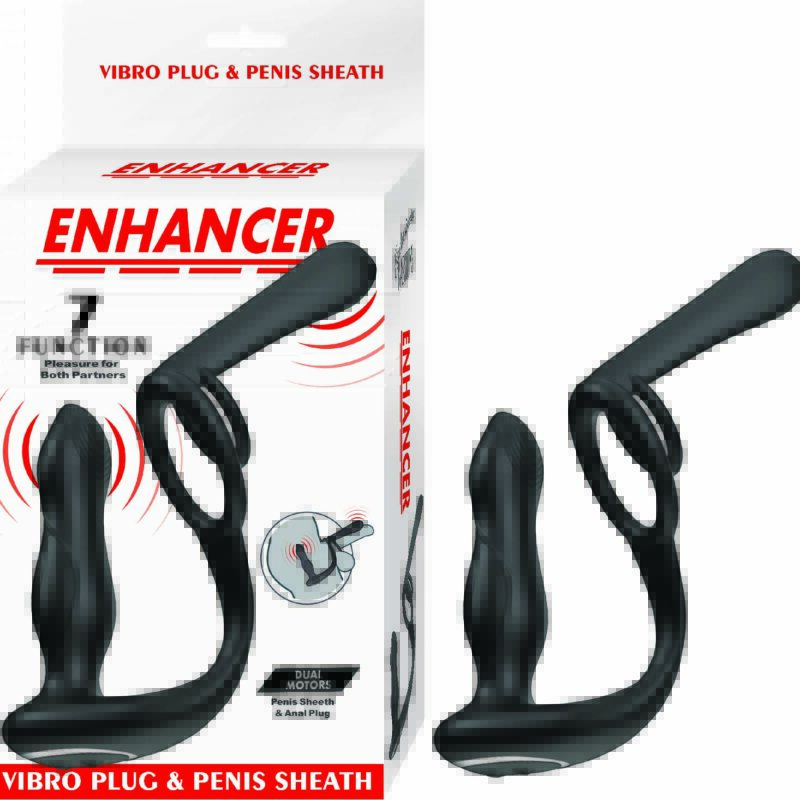 ENHANCER VIBRO PLUG & PENIS SHEATH-BLACK - #3248