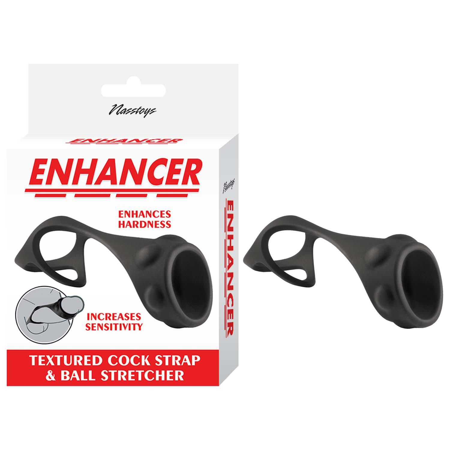 ENHANCER TEXTURED COCK STRAP & BALL STRETCHER-BLACK - #3301