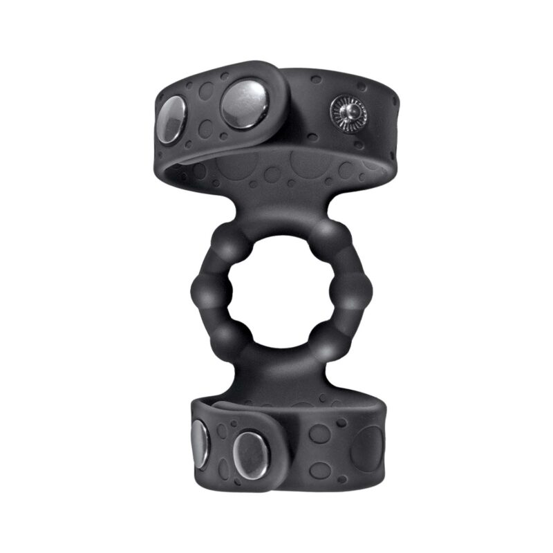 MAGIC BEADED COCK RING & ADJUSTABLE BALL STRAPS-BLACK - #3303 - Image 2