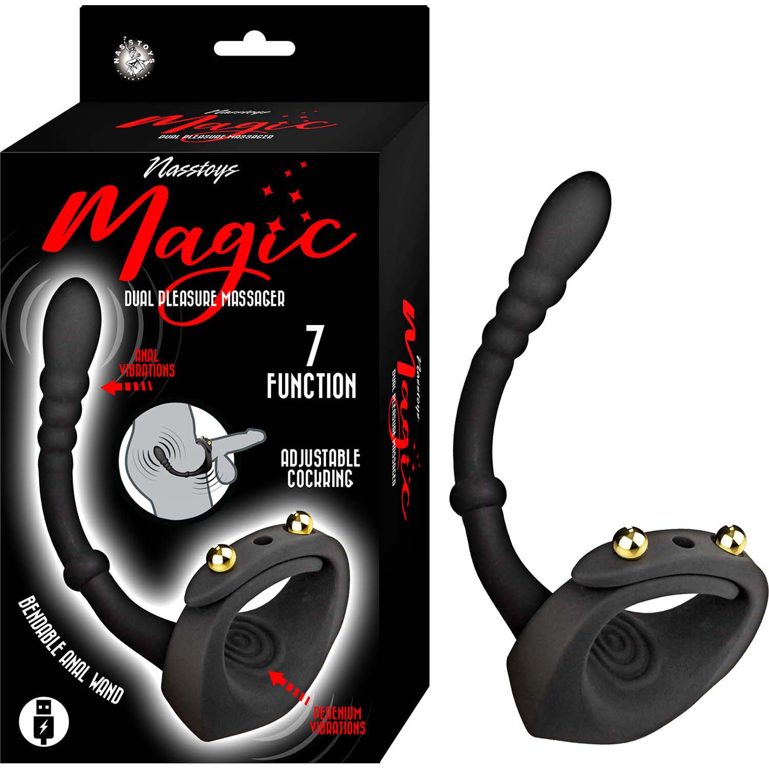 MAGIC DUAL PLEASURE MASSAGER-BLACK - #3333