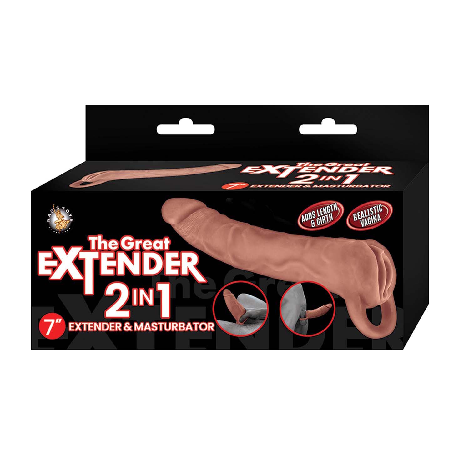 THE GREAT EXTENDER 2 IN 1 7" EXTENDER & MASTURBATOR-BROWN - #3346