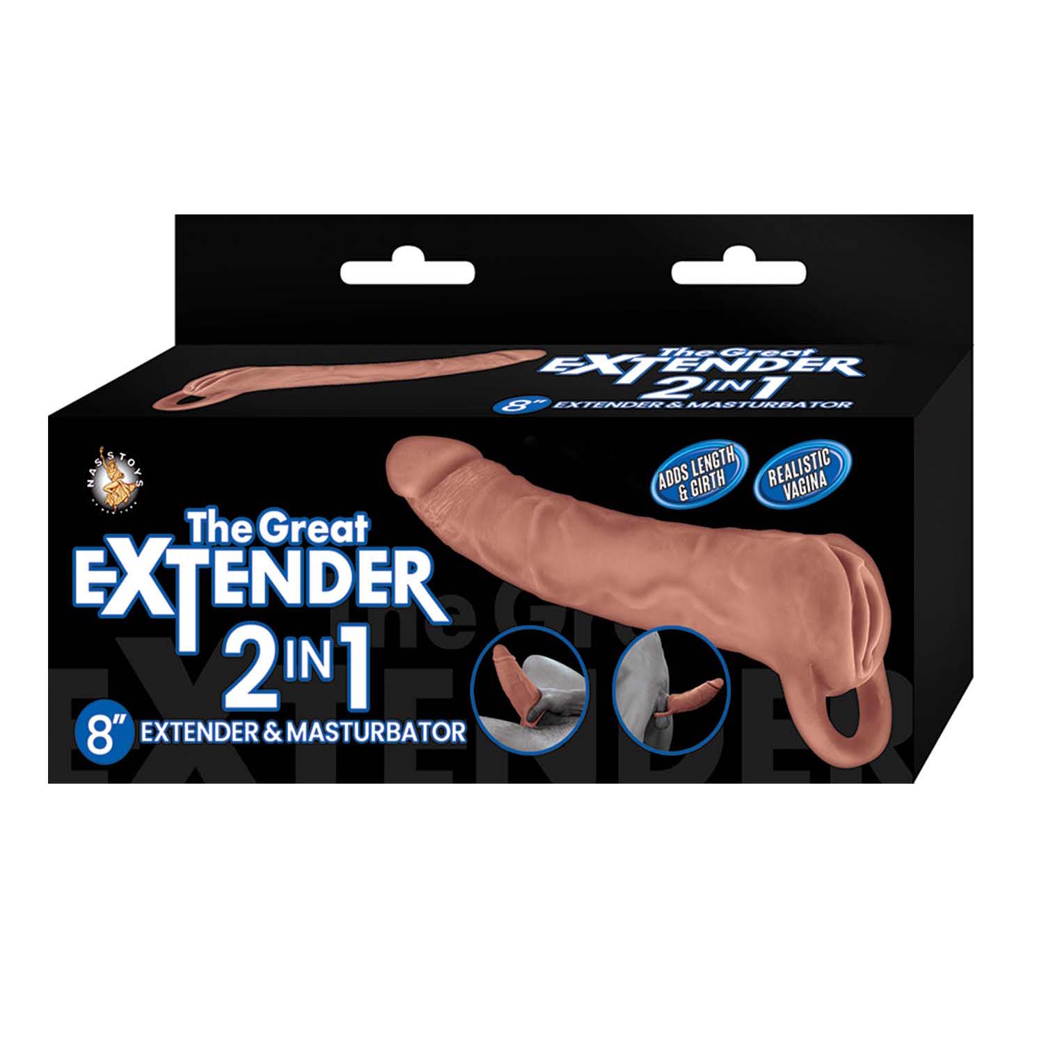 THE GREAT EXTENDER 2 IN 1 8" EXTENDER & MASTURBATOR-BROWN - #3347