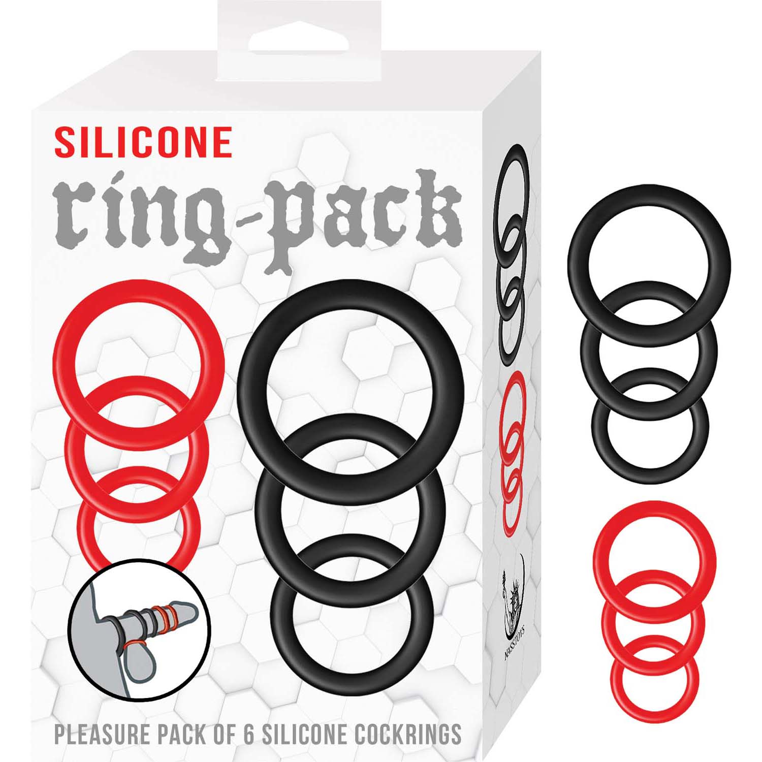 SILICONE RING-PACK-RED & BLACK - #3349