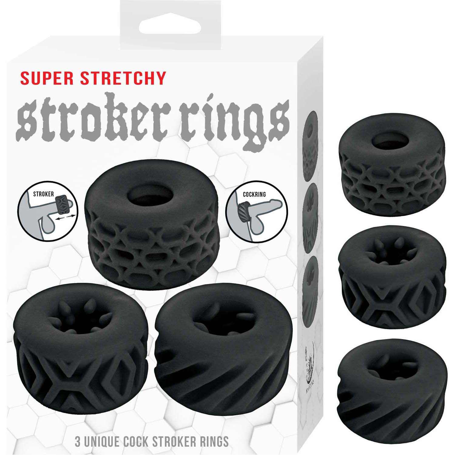 SUPER STRETCHY STROKER RINGS-BLACK - #3350-2