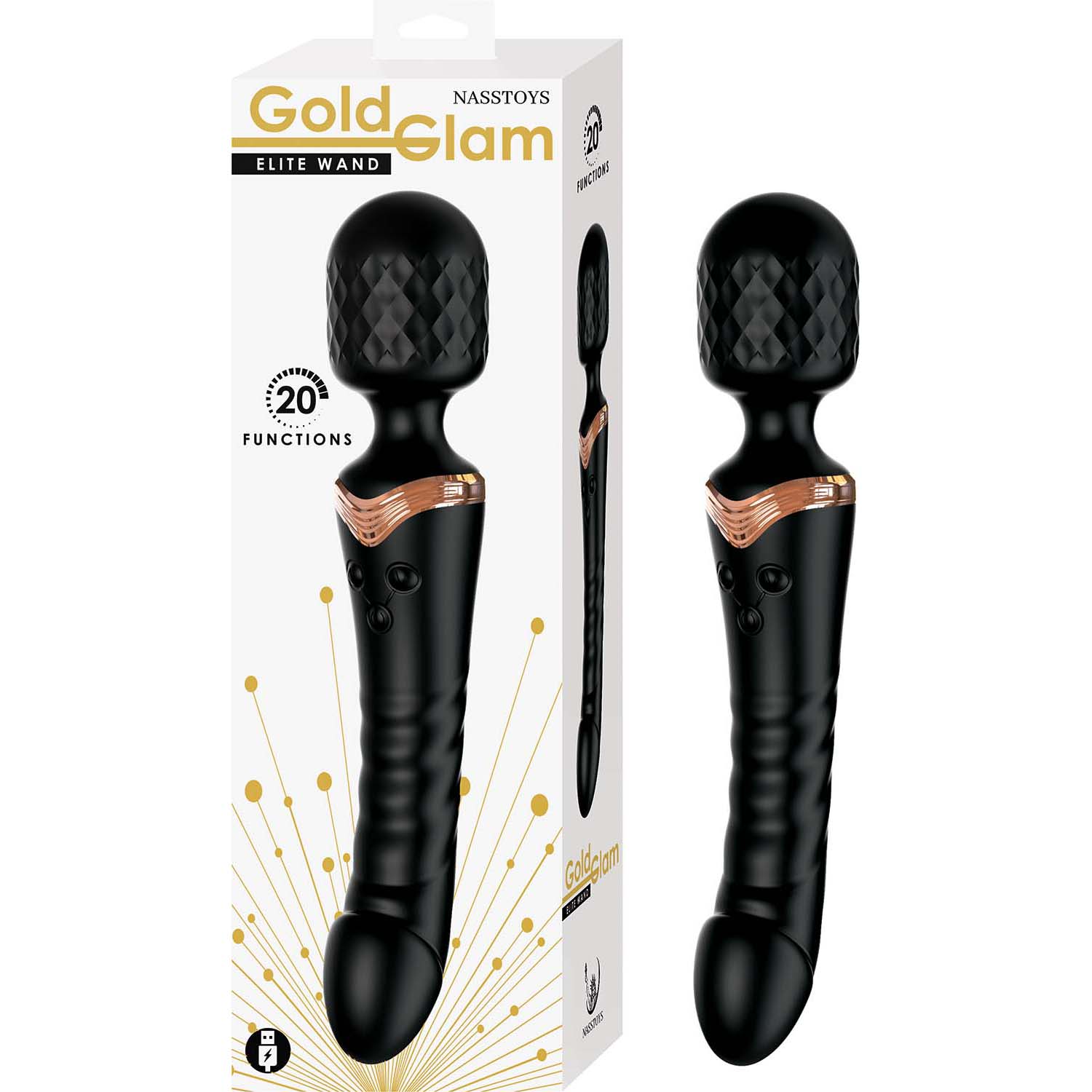 GOLD GLAM ELITE WAND-BLACK - #3358-1